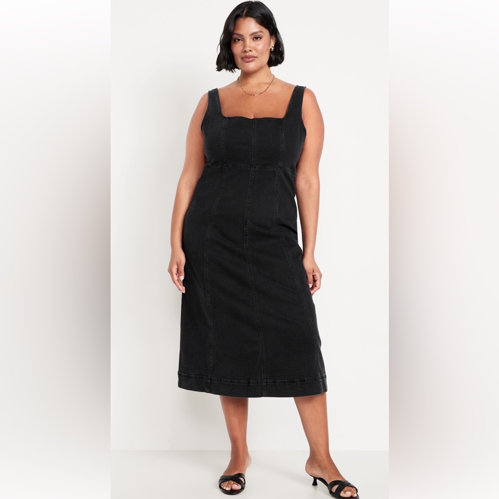 Old navy denim midi dress. Black wash xxl NWT